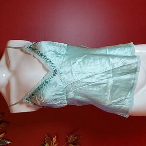 Size M - Gold Hawk Silk Blue Cami with Beads and Sequins Sz M BNWT